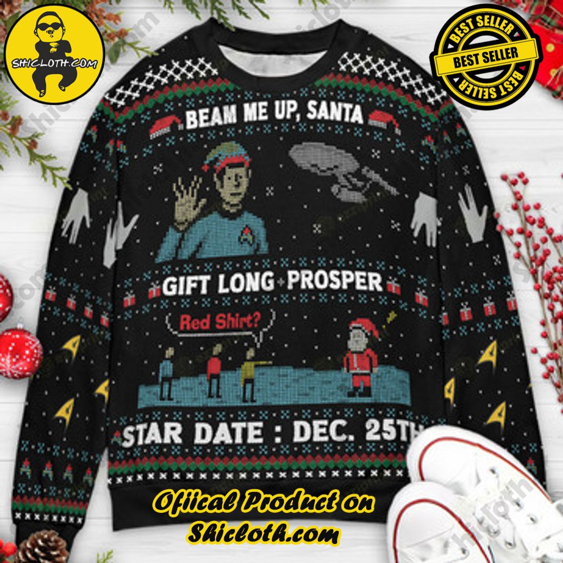 Hot Trending and Best Seller: Shiclothshop's Ugly Christmas Sweaters: Embrace Festive Fashion with Flair 33 Gift Long and Prosper Santa Star Trek Christmas Ugly Christmas Sweaters