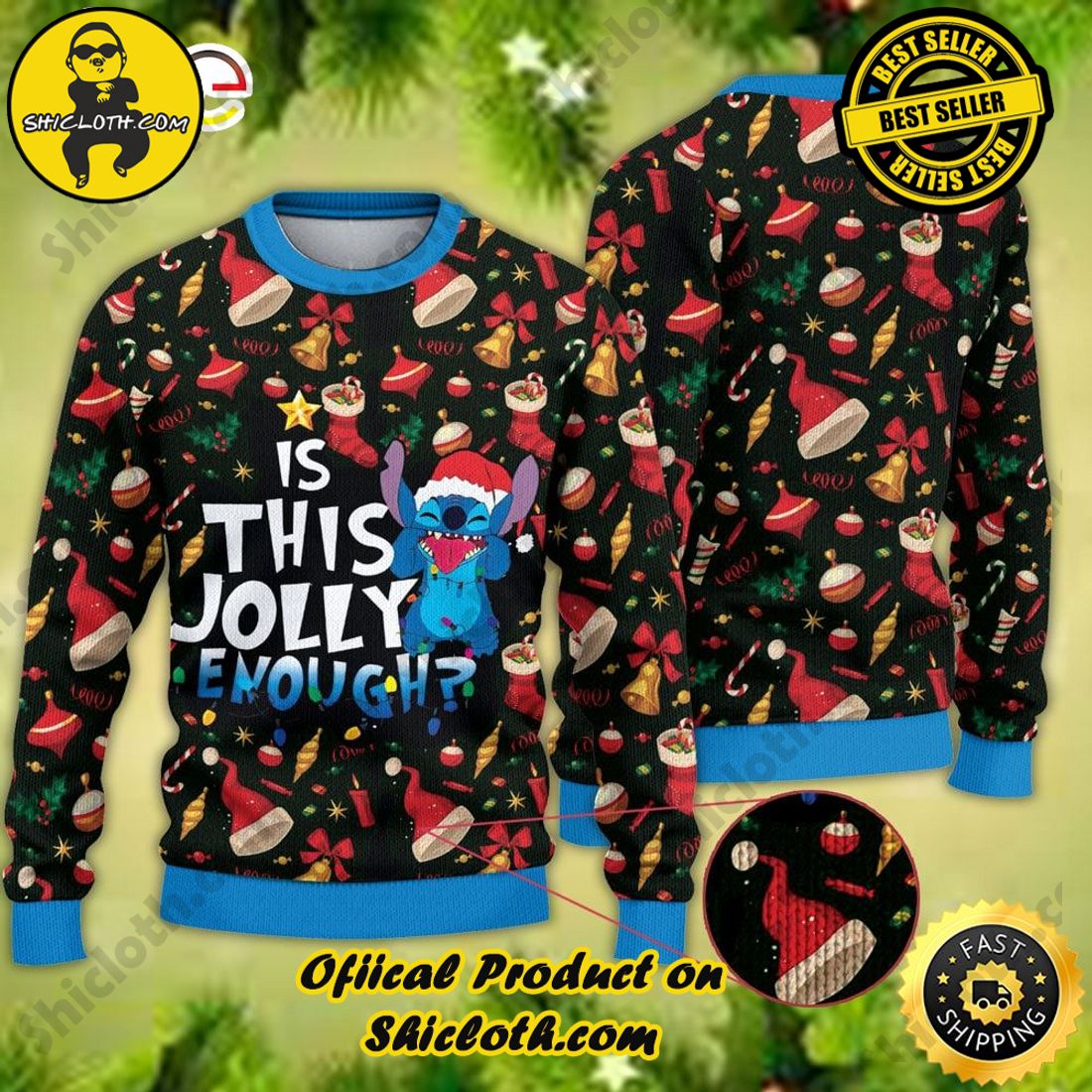 Shiclothshop's Ugly Christmas Sweaters: Embrace Festive Fashion with Flair 4 Have A Holly Jolly Stitch Ugly Christmas Sweater