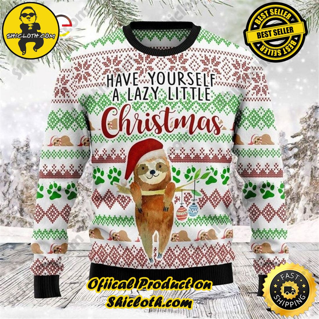 Shiclothshop's Ugly Christmas Sweaters: Embrace Festive Fashion with Flair 5 Have Yourself A Lazy Little Sloth Ugly Christmas Sweater
