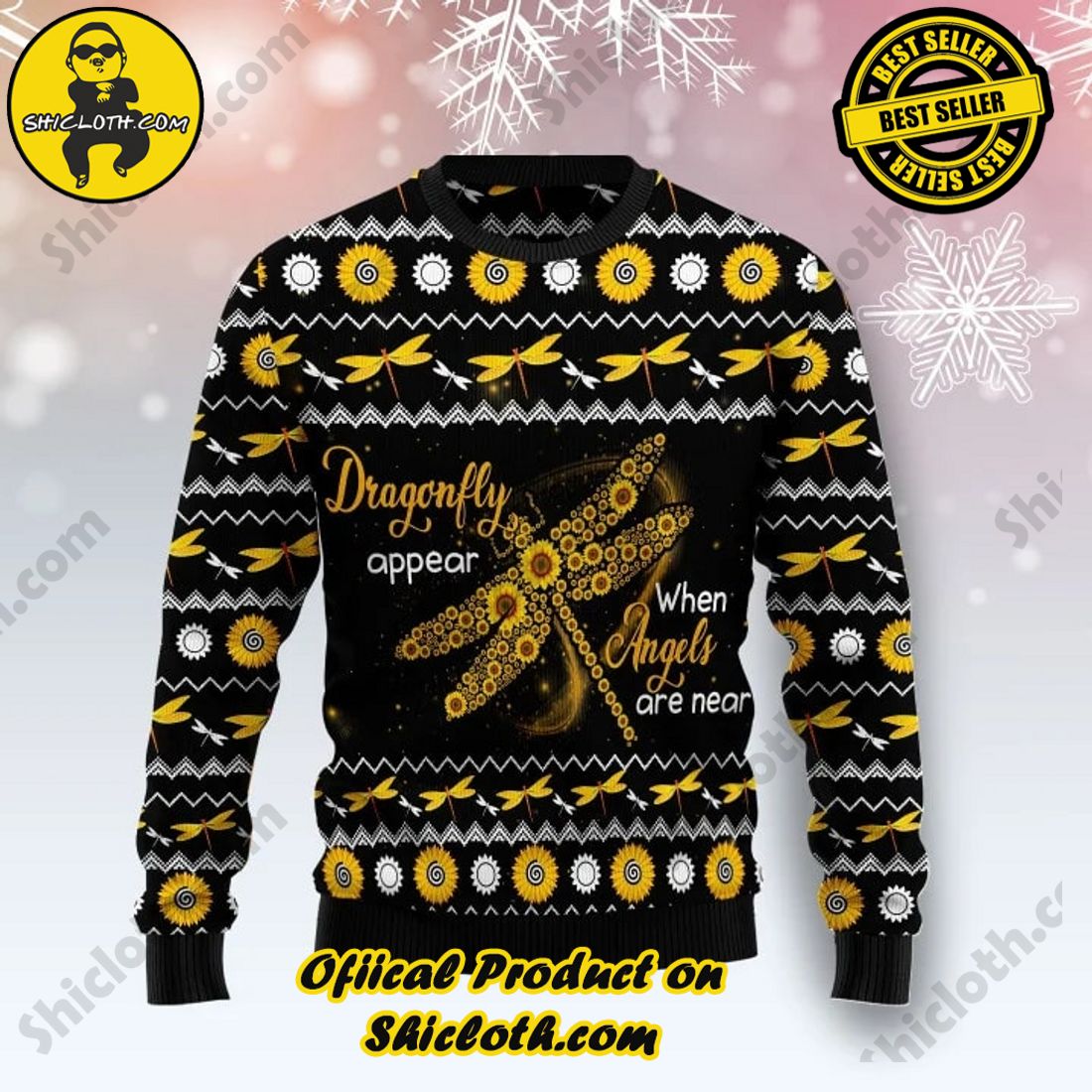 Best seller: Warm Up Your Holidays with Shiclothshop's Cozy Christmas Sweaters for a Peaceful Season 36 Hippie Dragonfly Sunflower Christmas Ugly Christmas Sweater For Men & Women Christmas Gift Sweater