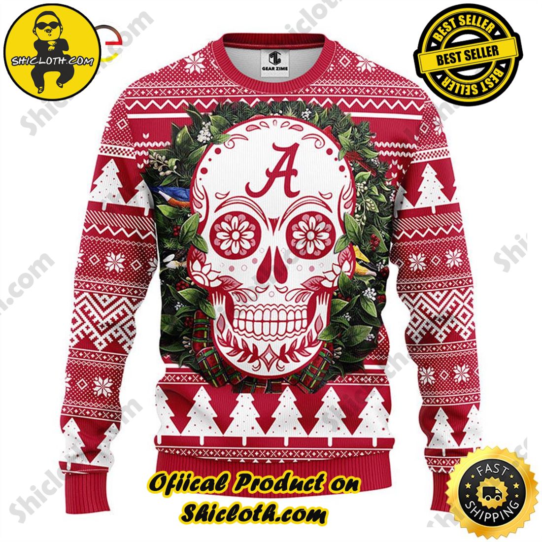 Los Angeles Dodgers Skull Pattern Knitted Ugly Christmas Sweater