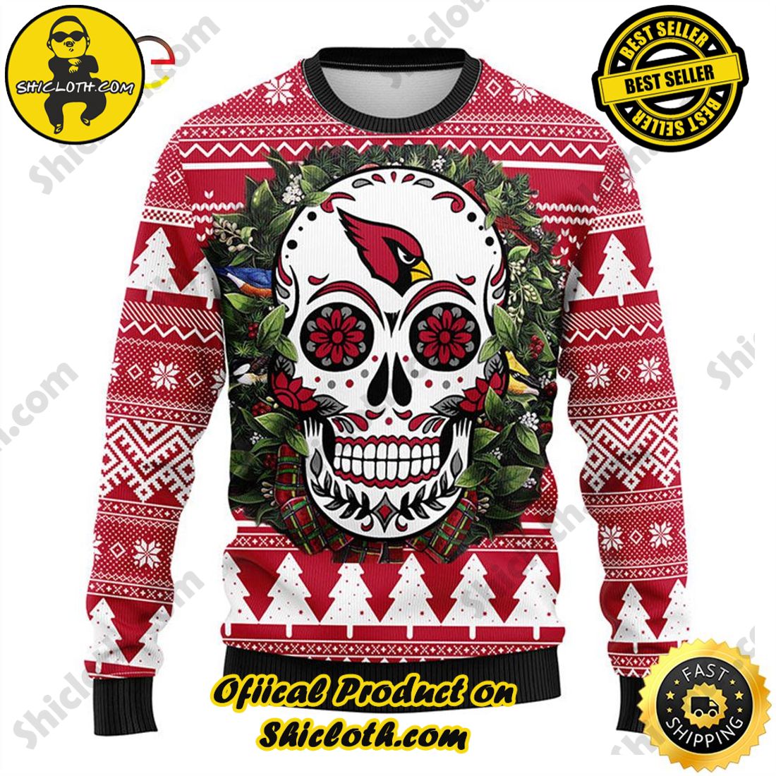 Los Angeles Dodgers Skull Flower Ugly Christmas Ugly Sweater