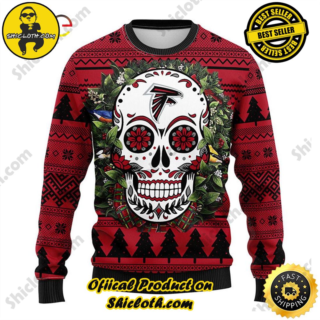 Hot trending : Exploring Shicloth's NFL Ugly Sweater Collection 5 Hot Trending NFL Atlanta Falcons Skull Flower Ugly Sweater