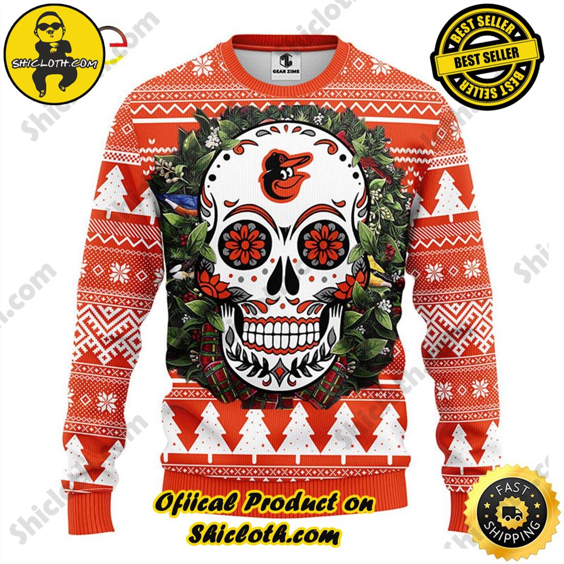 Hot trending : Exploring Shicloth's NFL Ugly Sweater Collection 7 Hot Trending NFL Baltimore Orioles Skull Flower Ugly Sweater