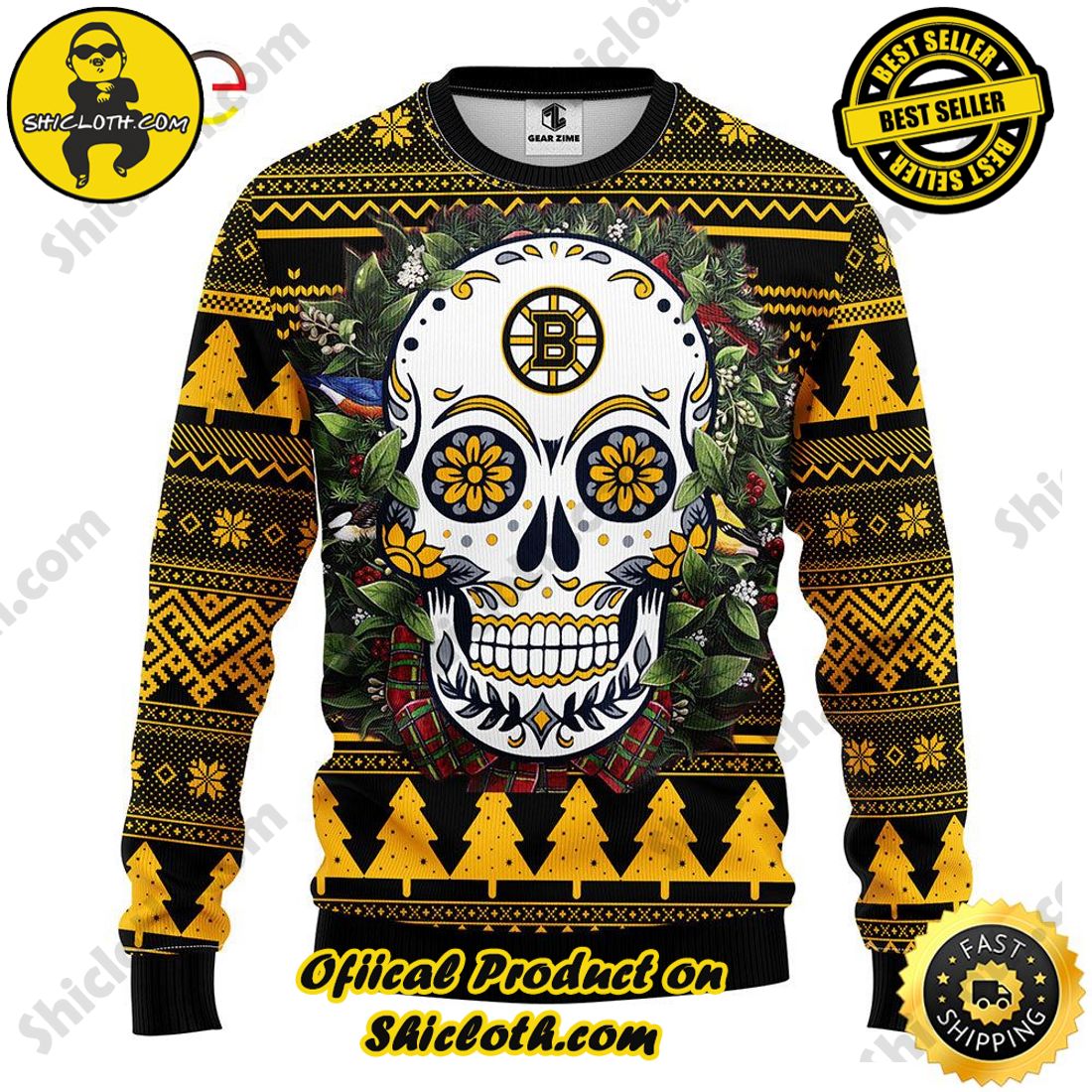 NFL Logo Minnesota Vikings Skull Flower Ugly Ugly Christmas Sweater Gift  For Fans - YesItCustom