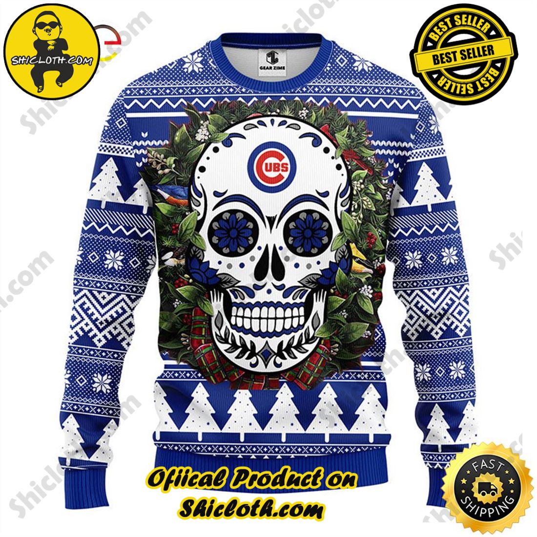 Los Angeles Dodgers Skull Flower Ugly Christmas Ugly Sweater