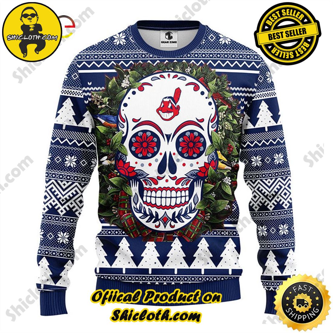 Hot trending : Exploring Shicloth's NFL Ugly Sweater Collection 21 Hot Trending NFL Cleveland Indians Skull Flower Ugly Sweater