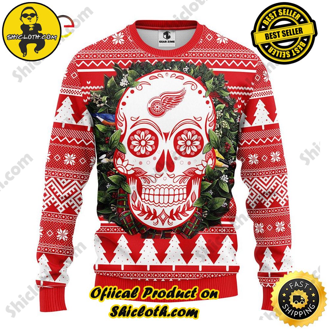 Hot trending : Exploring Shicloth's NFL Ugly Sweater Collection 27 Hot Trending NFL Detroit Red Wings Skull Ugly Sweater