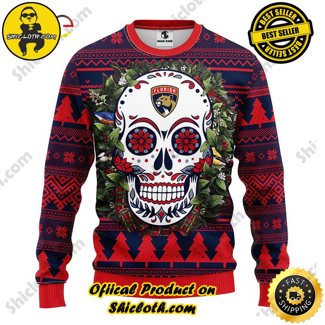 NFL Oakland Raiders Skull Flower Ugly Christmas Ugly Sweater –