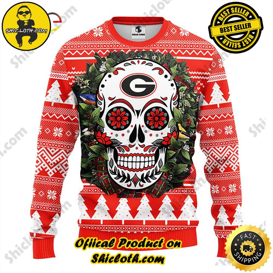 Hot trending : Exploring Shicloth's NFL Ugly Sweater Collection 33 Hot Trending NFL Georgia Bulldogs Skull Flower Ugly Sweater