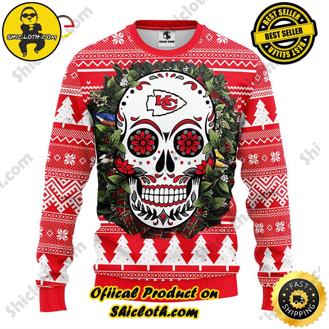 Hot trending : Exploring Shicloth's NFL Ugly Sweater Collection 39 Hot Trending NFL Kansas City Chiefs Skull Ugly Sweater