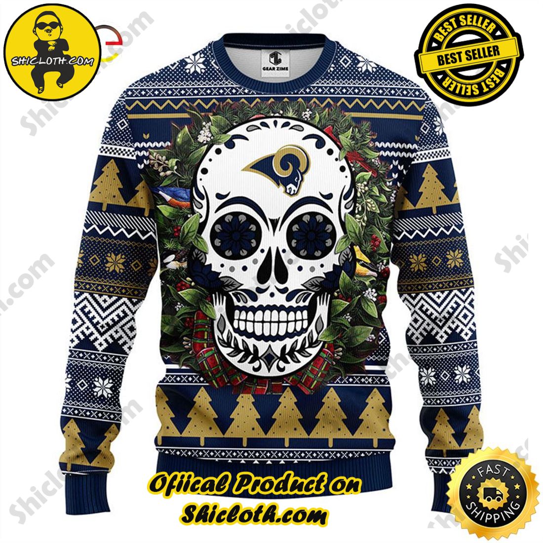 NFL San Francisco 49ers Golden Skull Christmas Ugly Sweater –