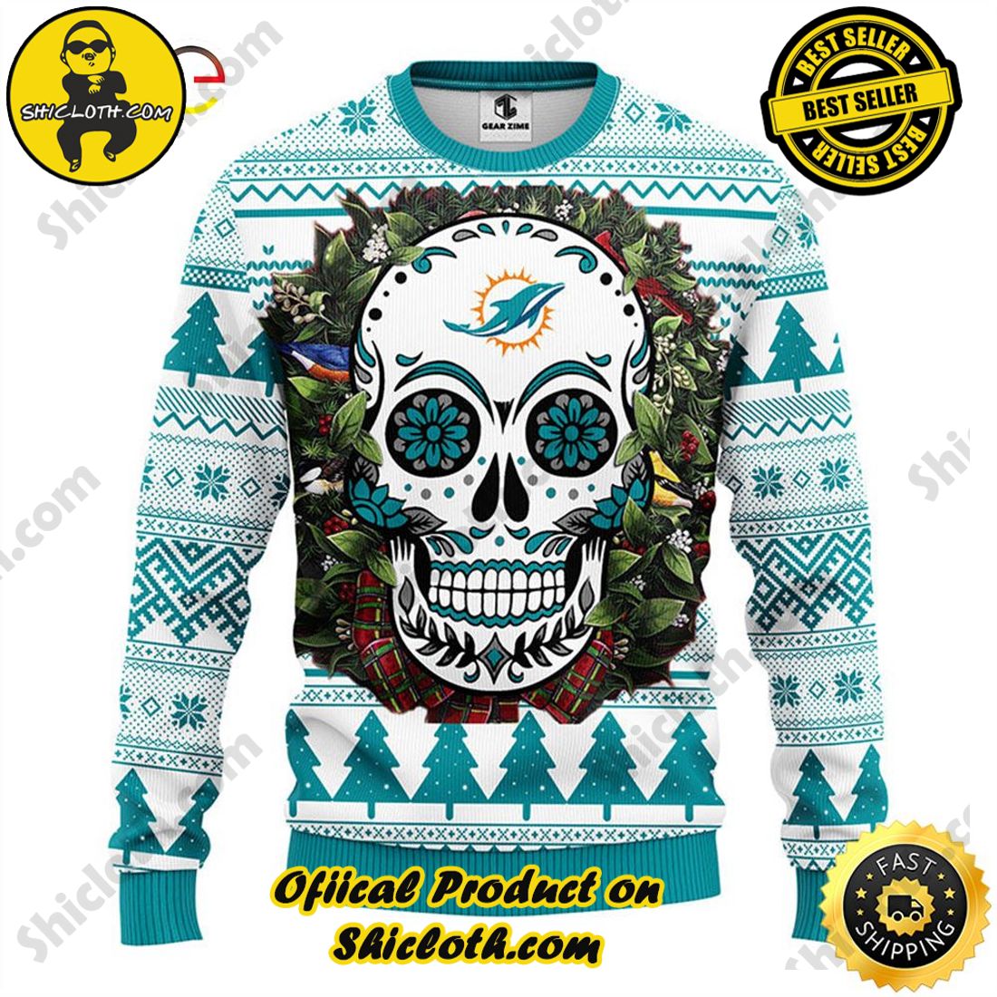 NFL Miami Dolphins Black Christmas Ugly Sweater - T-shirts Low Price