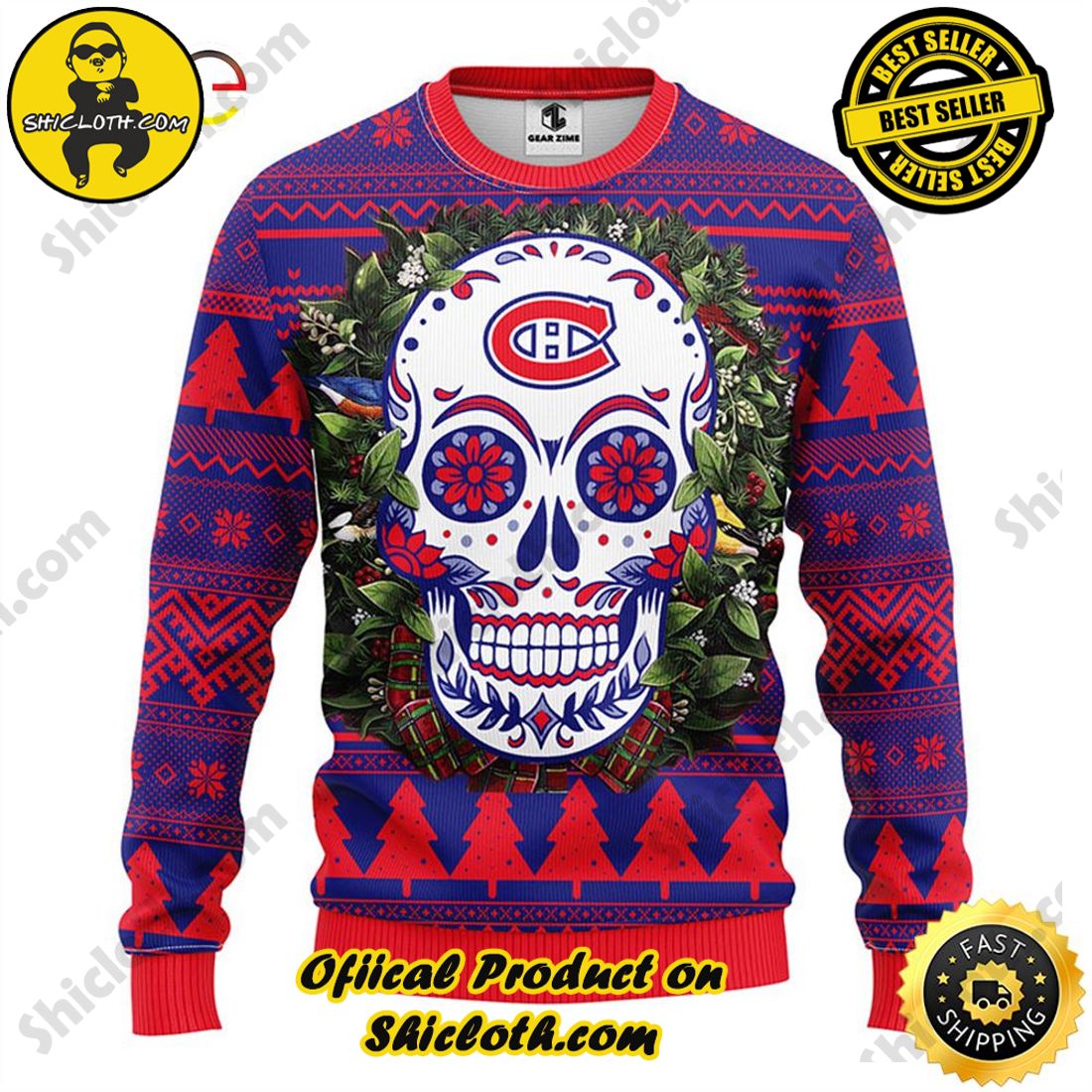 NFL New York Jets Skull Flower Ugly Christmas Ugly Sweater –