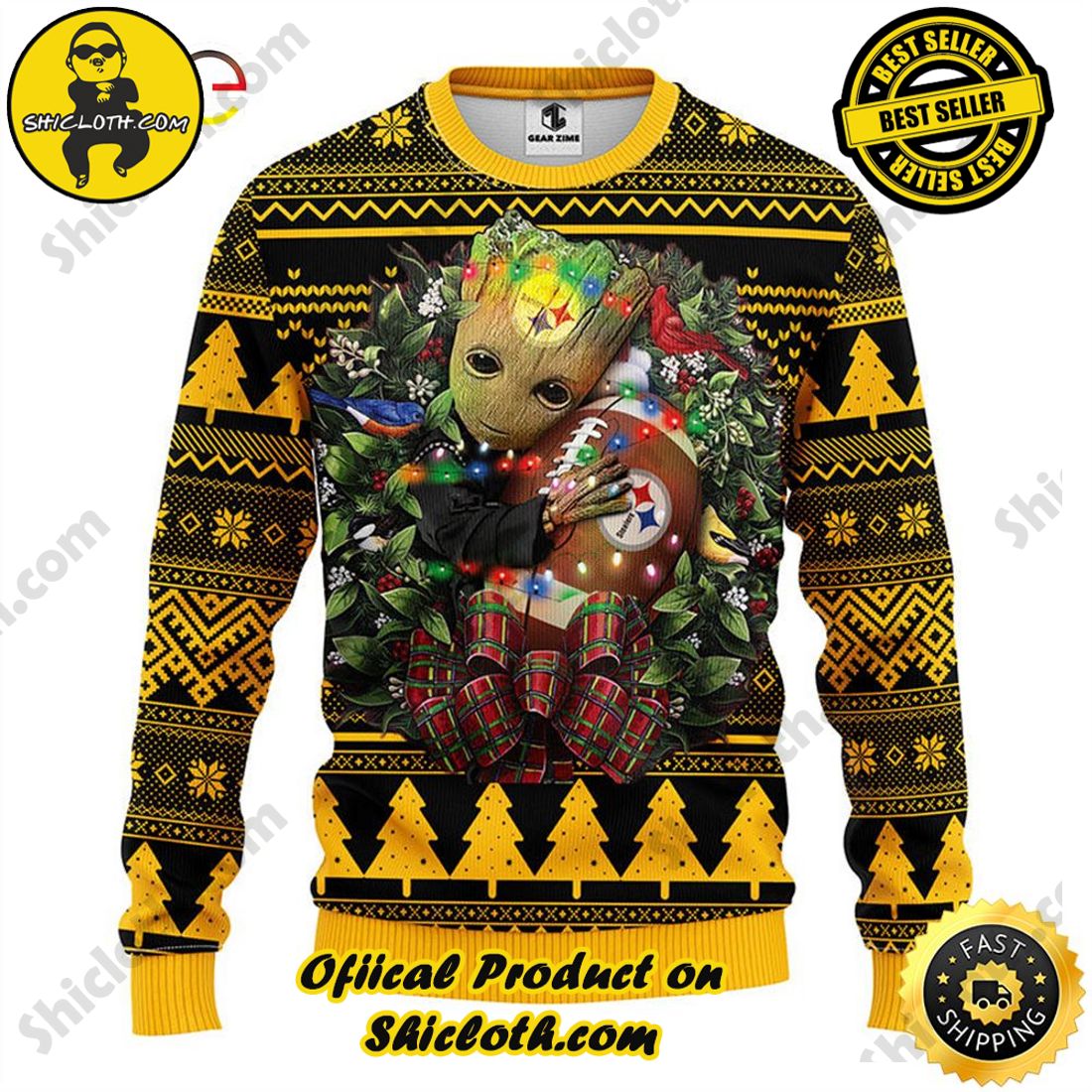 HOT Los Angeles Dodgers Baby Yoda Christmas Light Ugly Christmas Sweater