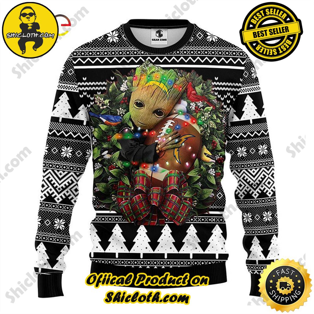 Hot trending : Exploring Shicloth's NFL Ugly Sweater Collection 57 Hot Trending NFL San Diego Chargers Groot Ugly Sweater