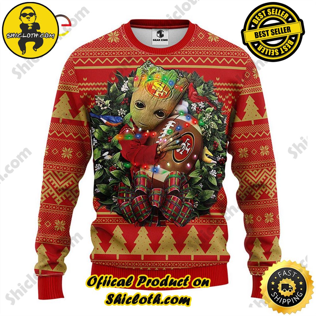 San Francisco 49ers Baby Yoda Ugly Christmas Sweater