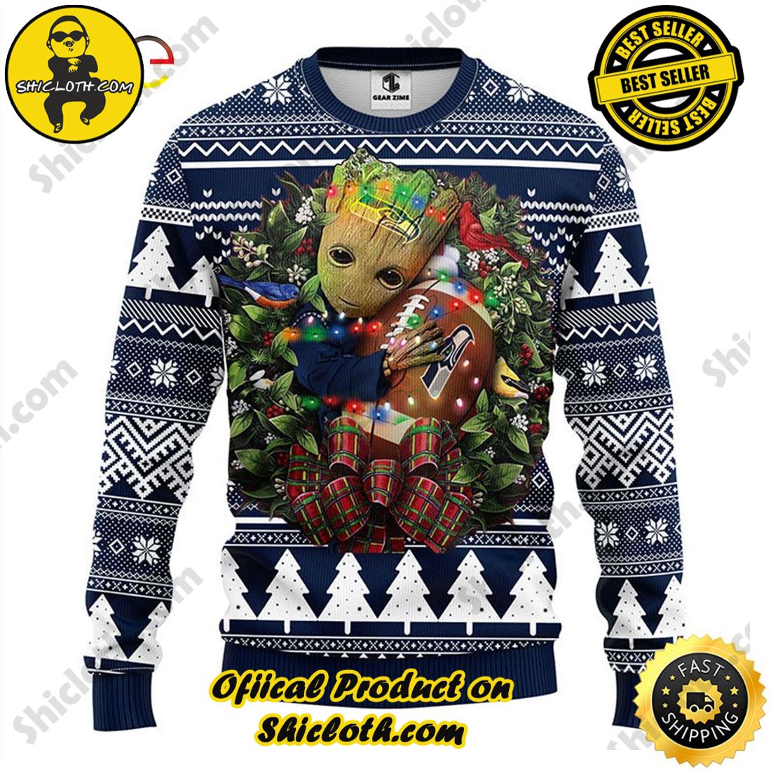 Seattle Seahawks Mickey Mouse Christmas Ugly Sweater - T-shirts