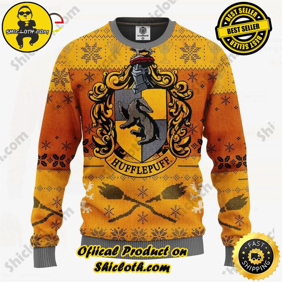 Shiclothshop's Ugly Christmas Sweaters: Embrace Festive Fashion with Flair 14 Hufflepuffs Ugly Christmas Sweater