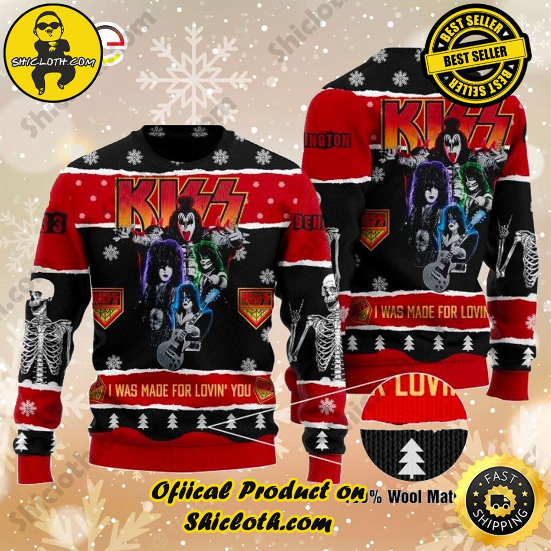 Shiclothshop's Ugly Christmas Sweaters: Embrace Festive Fashion with Flair 16 I Was Made For Lovin You Kiss Custom Ugly Christmas Sweater