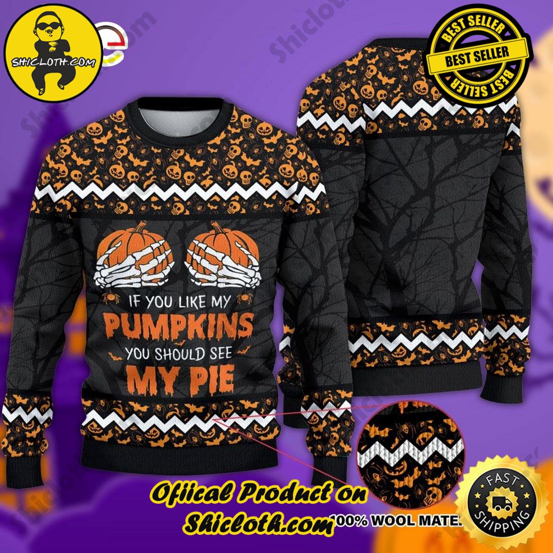 Shiclothshop's Ugly Christmas Sweaters: Embrace Festive Fashion with Flair 18 If You Like My Pumpkins Should See Pie Halloween Christmas Ugly Sweater
