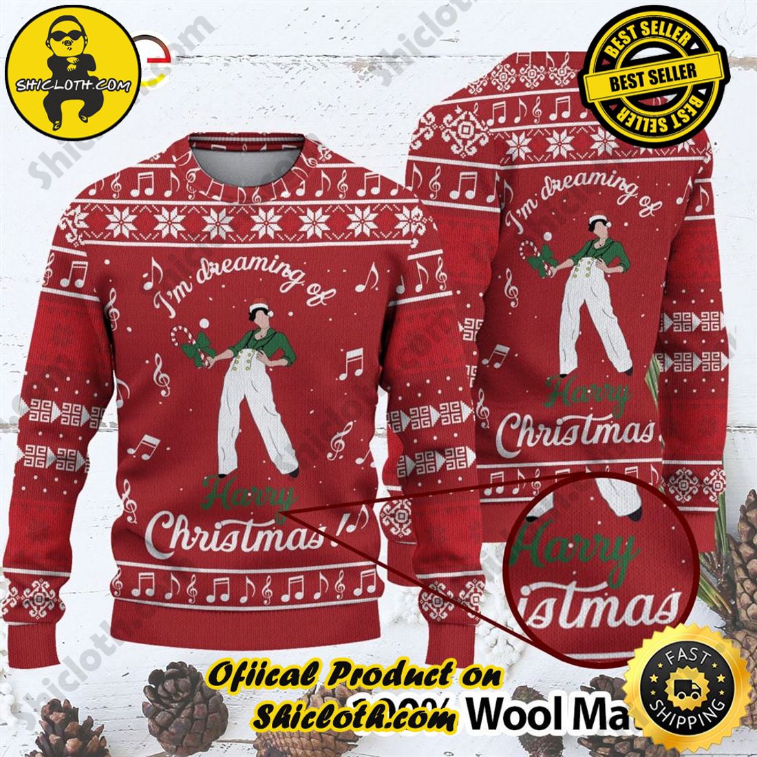Shiclothshop's Ugly Christmas Sweaters: Embrace Festive Fashion with Flair 19 I'm Dreaming Of Harry Ugly Christmas Sweater