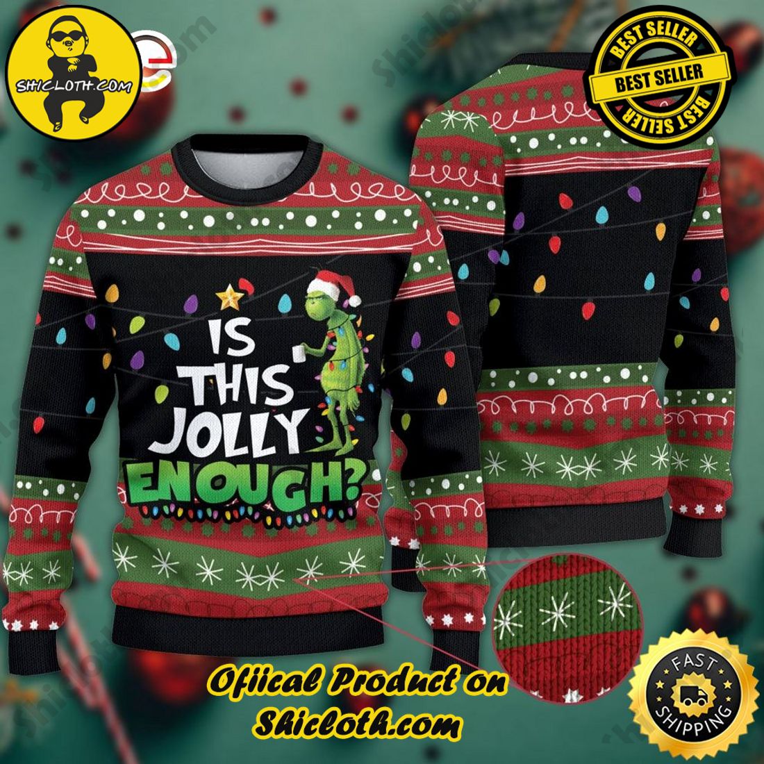 Shiclothshop's Ugly Christmas Sweaters: Embrace Festive Fashion with Flair 20 Is This Jolly Enough Grinch Christmas Ugly Sweater