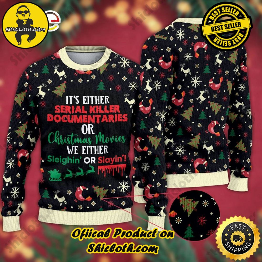 Shiclothshop's Ugly Christmas Sweaters: Embrace Festive Fashion with Flair 21 It is Either Serial Killer Documentaries Ugly Christmas Sweater