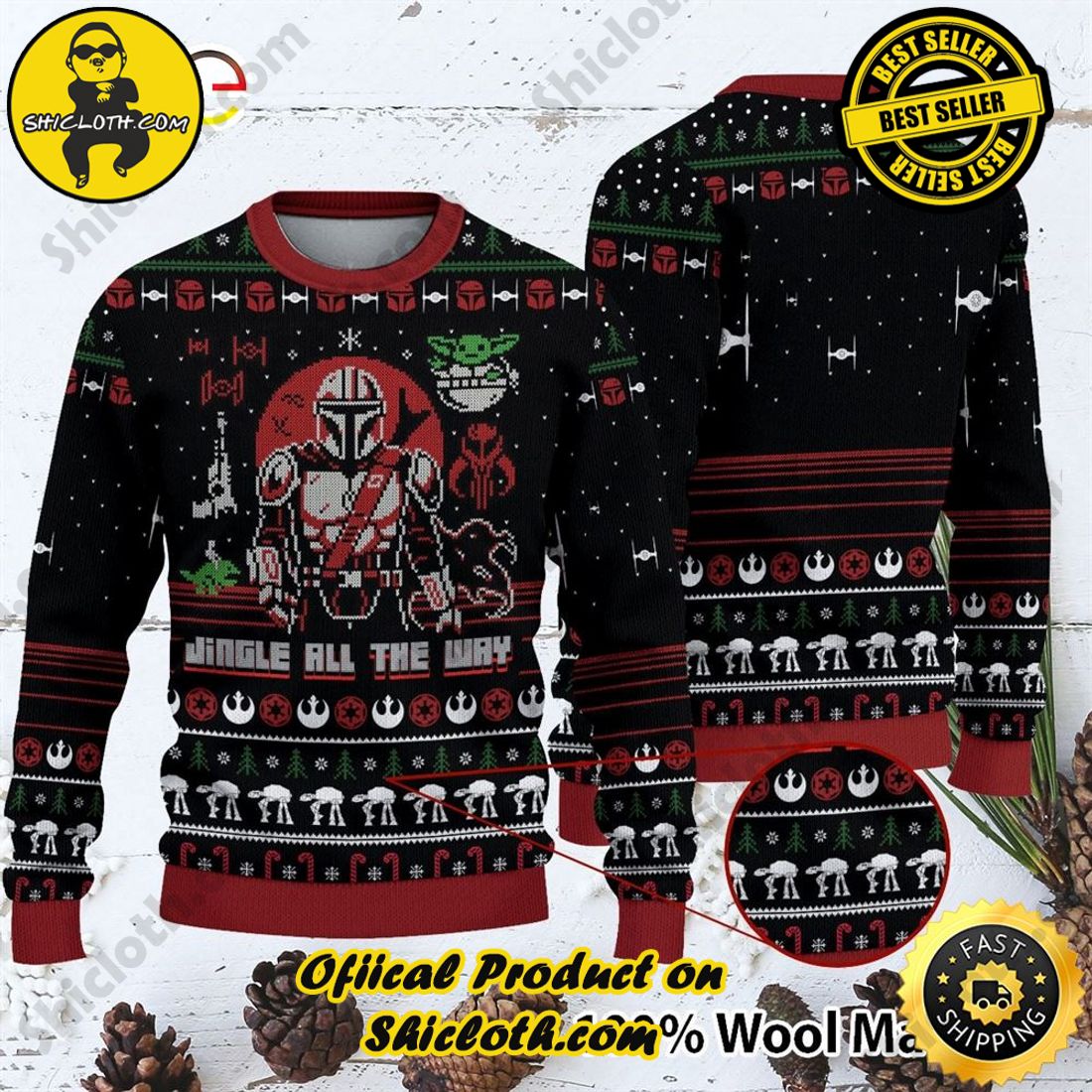 Hot trending and Best seller for Christmas : Sweaters from Shiclothshop 5 Jingle All The Way Mandalorian Ugly Sweater Ideas