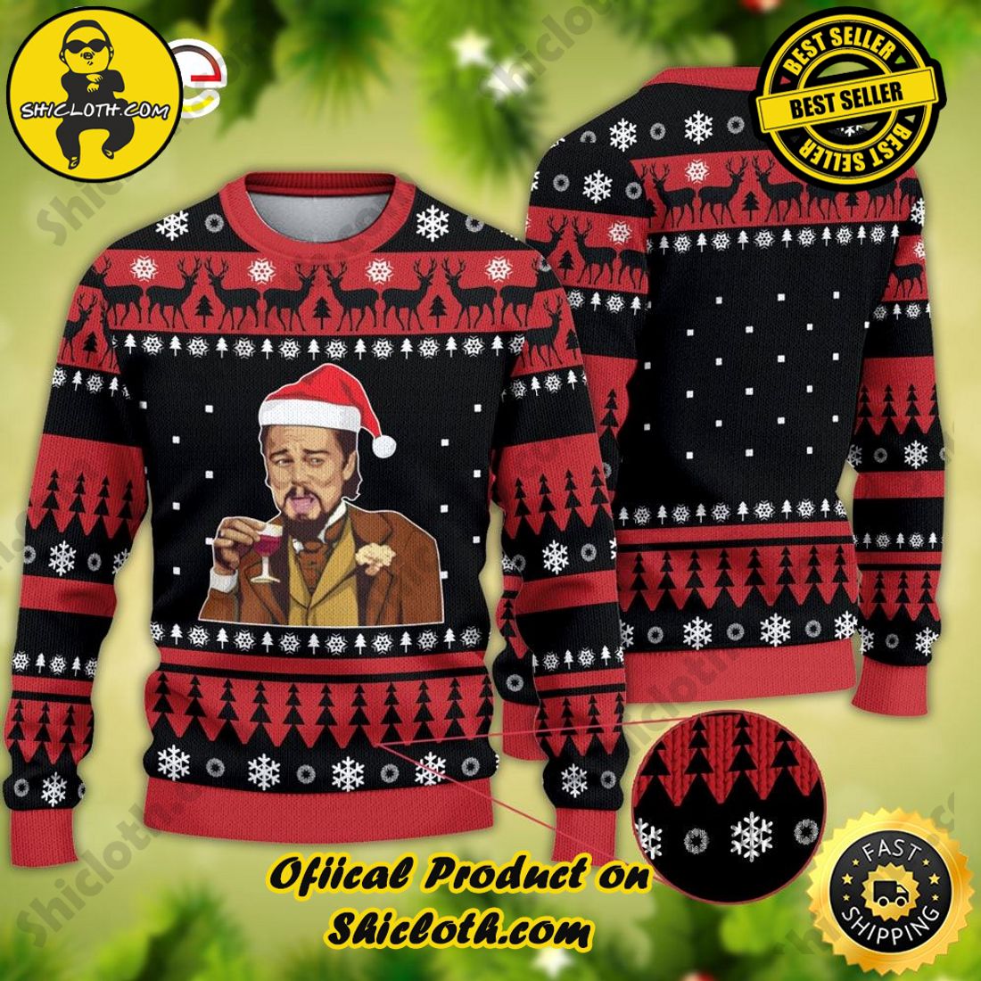 Shiclothshop's Ugly Christmas Sweaters: Embrace Festive Fashion with Flair 28 Leonardo DiCaprio Ugly Christmas Sweater