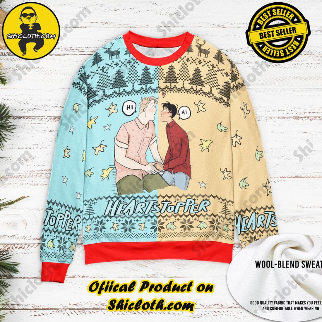 Shiclothshop's Ugly Christmas Sweaters: Embrace Festive Fashion with Flair 29 LGBTQ Heartstopper Nick And Charlie Ugly Christmas Sweater