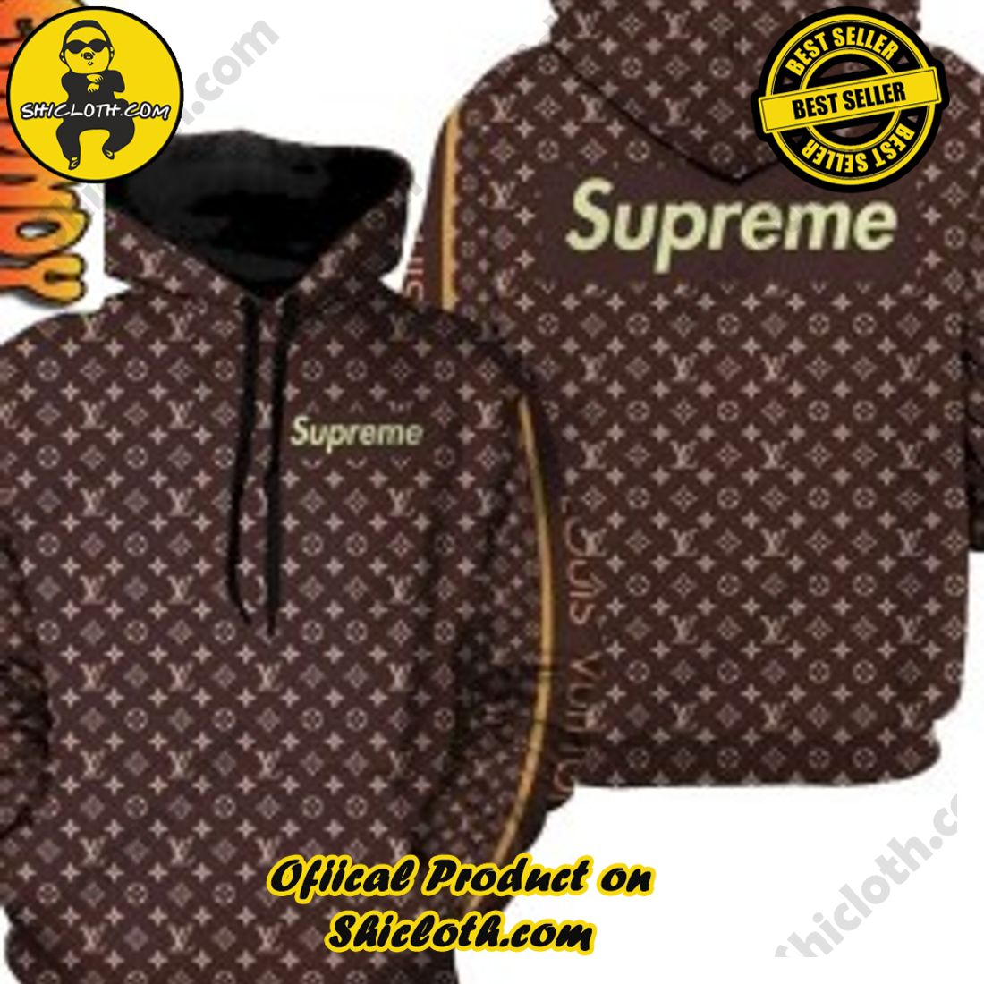 Hot Trending and Best Seller for Christmas: Shiclothshop's 3D Hoodies 10 Louis Vuitton x Supreme Luxurious Brand 3D Hoodie