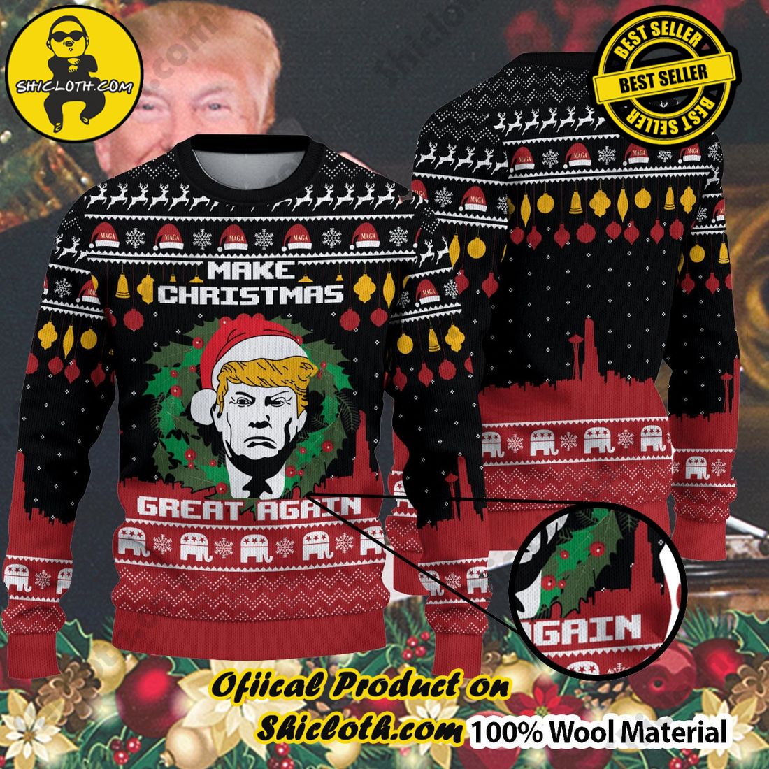 Shiclothshop's Ugly Christmas Sweaters: Embrace Festive Fashion with Flair 30 Make Christmas Great Again Trump Ugly Christmas Sweater