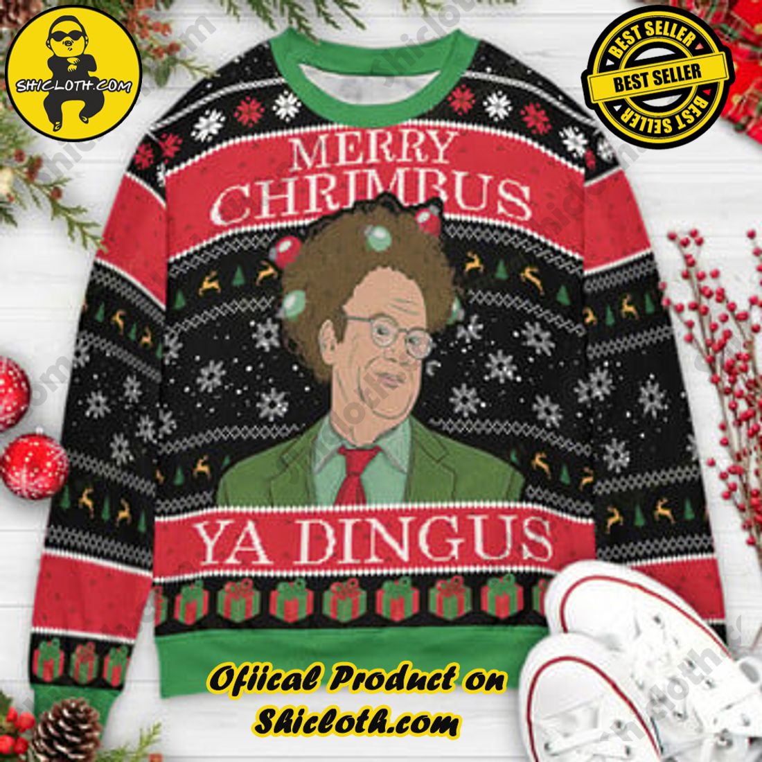 Hot Trending and Best Seller: Shiclothshop's Ugly Christmas Sweaters: Embrace Festive Fashion with Flair 66 Merry Chrimbus Ya Dingus Dr. Steve Brule Ugly Christmas Sweaters