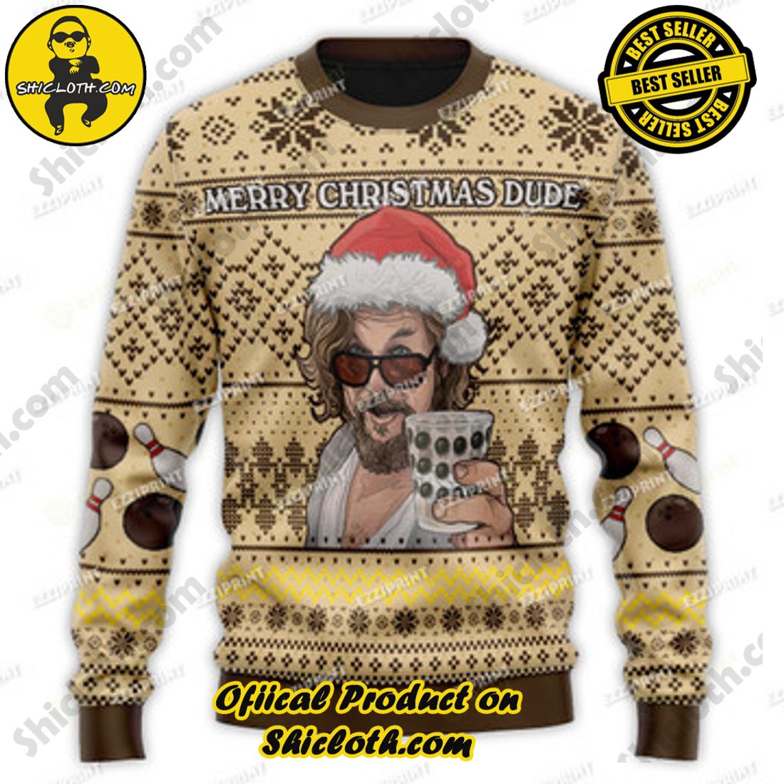 Hot Trending and Best Seller: Shiclothshop's Ugly Christmas Sweaters: Embrace Festive Fashion with Flair 67 Merry Christmas Dude The Big Lebowski Ugly Christmas Sweater