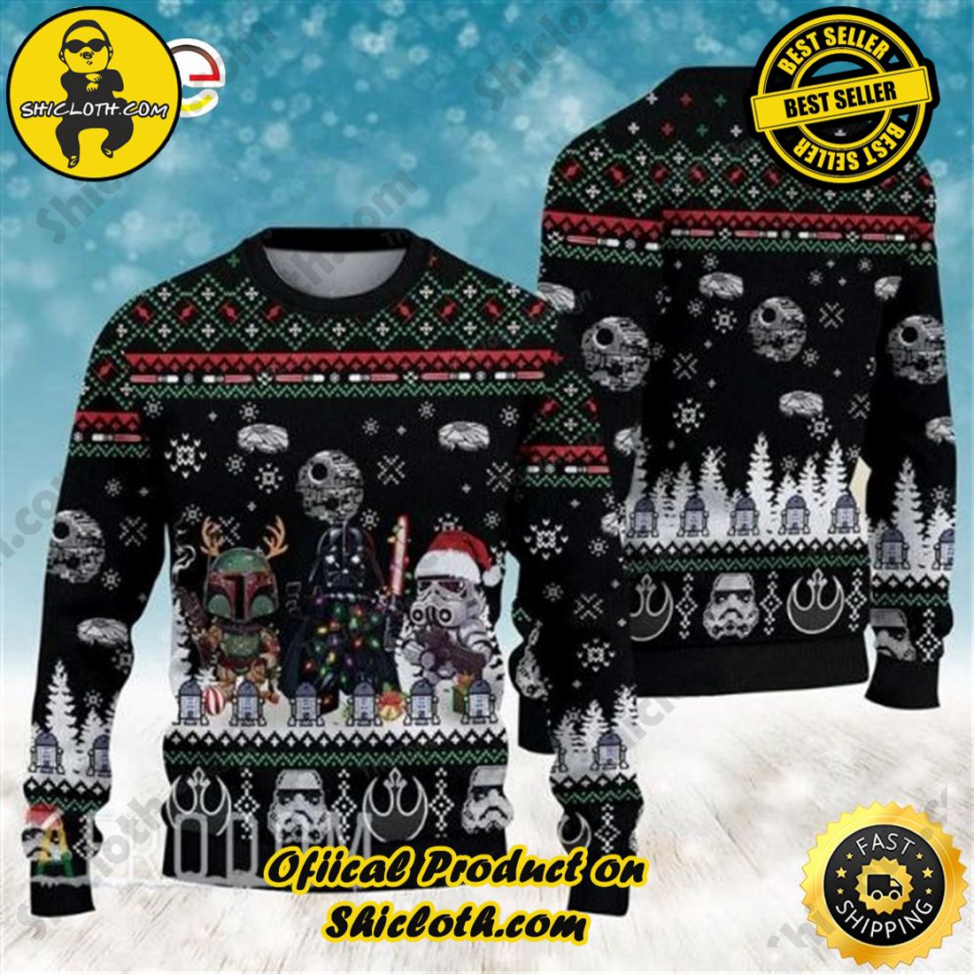 Hot trending and Best seller for Christmas : Sweaters from Shiclothshop 9 Merry Xmas Movies Star Wars Ugly Sweater Ideas