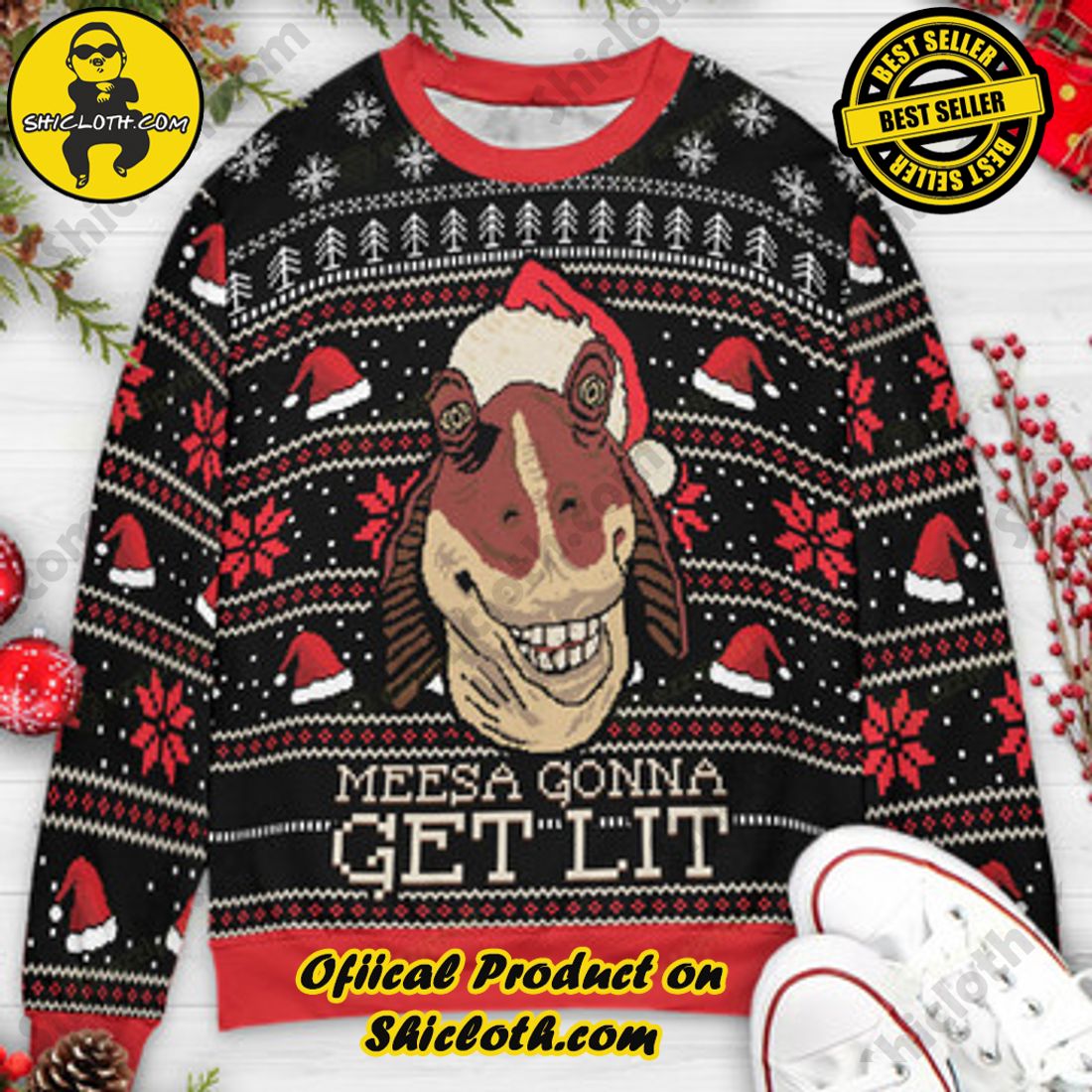 Hot Trending and Best Seller: Shiclothshop's Ugly Christmas Sweaters: Embrace Festive Fashion with Flair 73 Messa Gonna Get Lit Star Wars Ugly Christmas Sweaters