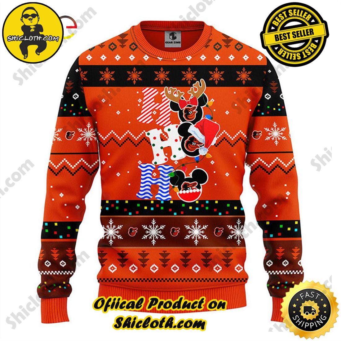 Hot trending and Best seller for Christmas : Sweaters from Shiclothshop 11 MLB Baltimore Orioles Hohoho Mickey Christmas Ugly Sweater Ideas