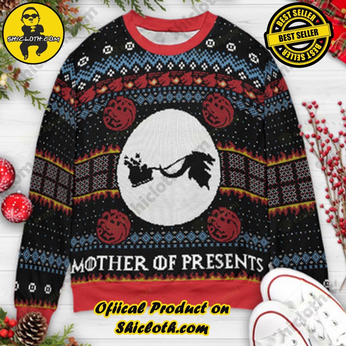 Hot Trending and Best Seller: Shiclothshop's Ugly Christmas Sweaters: Embrace Festive Fashion with Flair 75 Mother of Presents Game of Throne Christmas Ugly Christmas Sweaters