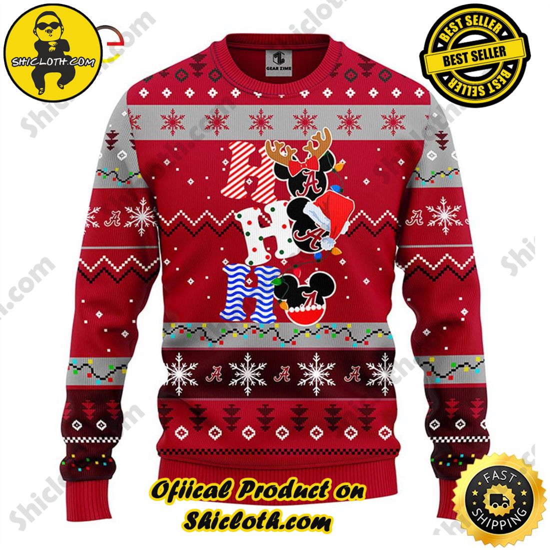Hot trending and Best seller for Christmas : Sweaters from Shiclothshop 16 NCAA Alabama Crimson Tide Hohoho Mickey Ugly Sweater Ideas