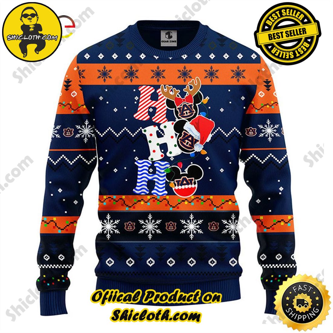 Hot trending and Best seller for Christmas : Sweaters from Shiclothshop 17 NCAA Auburn Tigers Hohoho Mickey Christmas Ugly Sweater Ideas