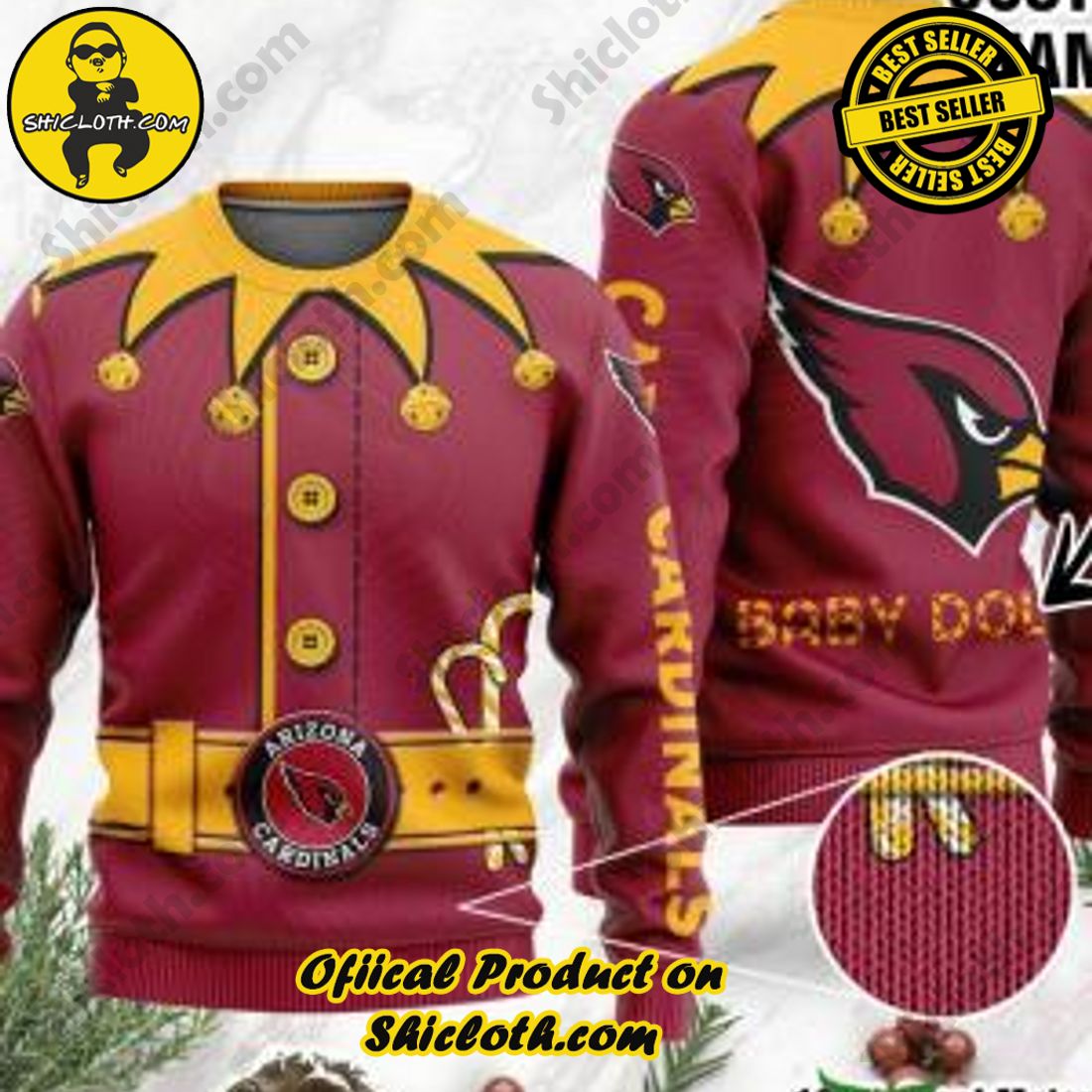 Warm Up Your Holidays with Shiclothshop's Cozy Christmas Sweaters for a Peaceful Season 1 NFL Arizona Cardinals Ugly Oversized Sweaters Custom Name