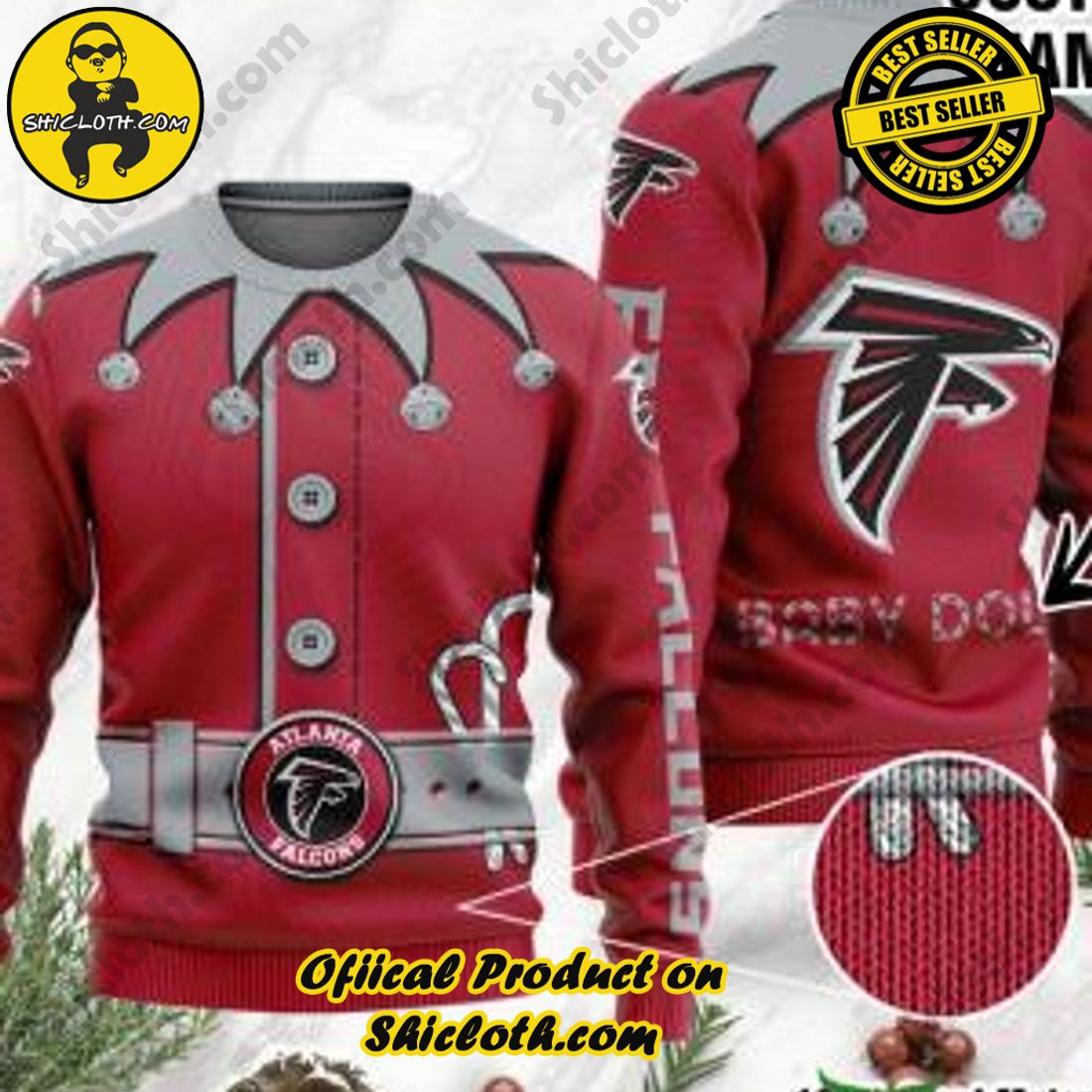 Warm Up Your Holidays with Shiclothshop's Cozy Christmas Sweaters for a Peaceful Season 2 NFL Atlanta Falcons Ugly Oversized Sweaters Custom Name