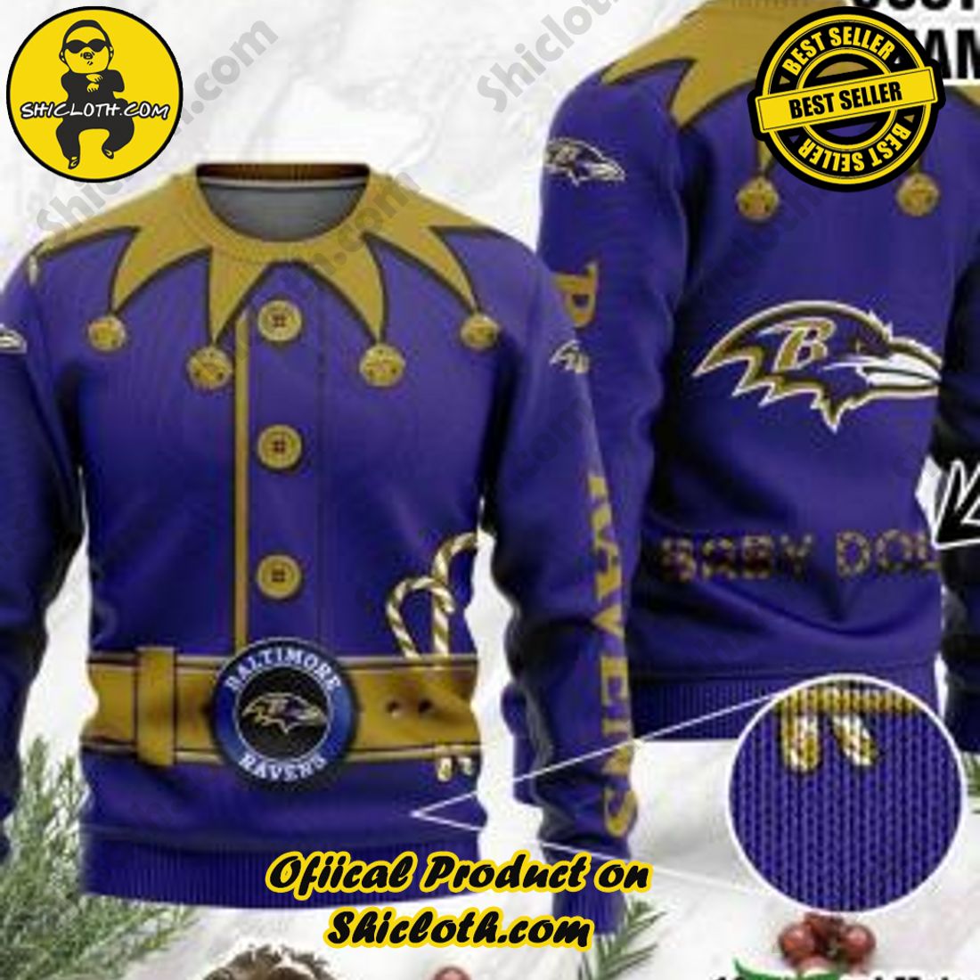 Warm Up Your Holidays with Shiclothshop's Cozy Christmas Sweaters for a Peaceful Season 3 NFL Baltimore Ravens Ugly Oversized Sweaters Custom Name