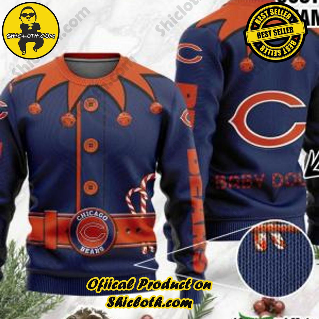 Warm Up Your Holidays with Shiclothshop's Cozy Christmas Sweaters for a Peaceful Season 6 NFL Chicago Bears Ugly Oversized Sweaters Custom Name