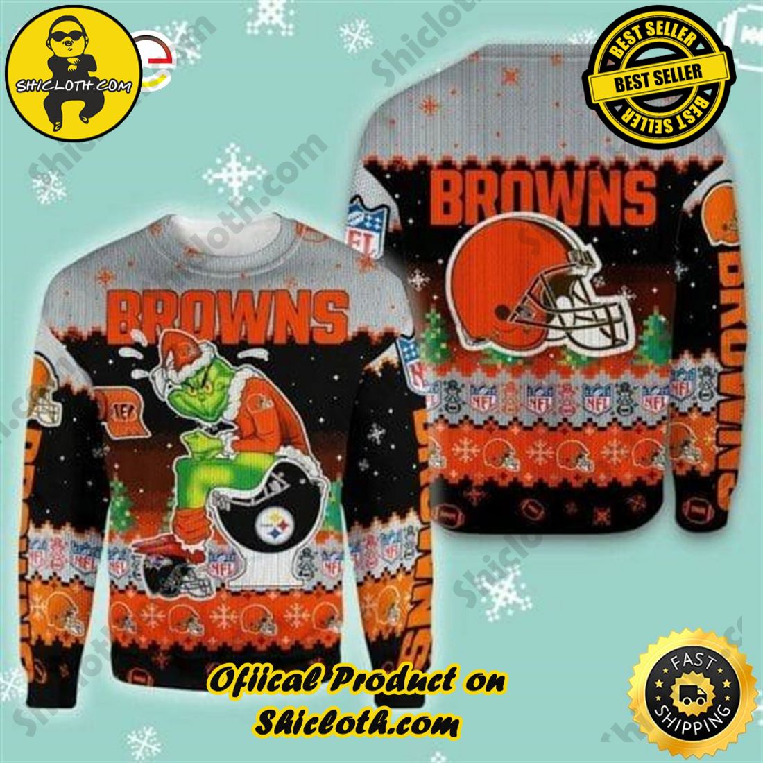 Cleveland Browns Gratefull Dead Ugly Christmas Sweater