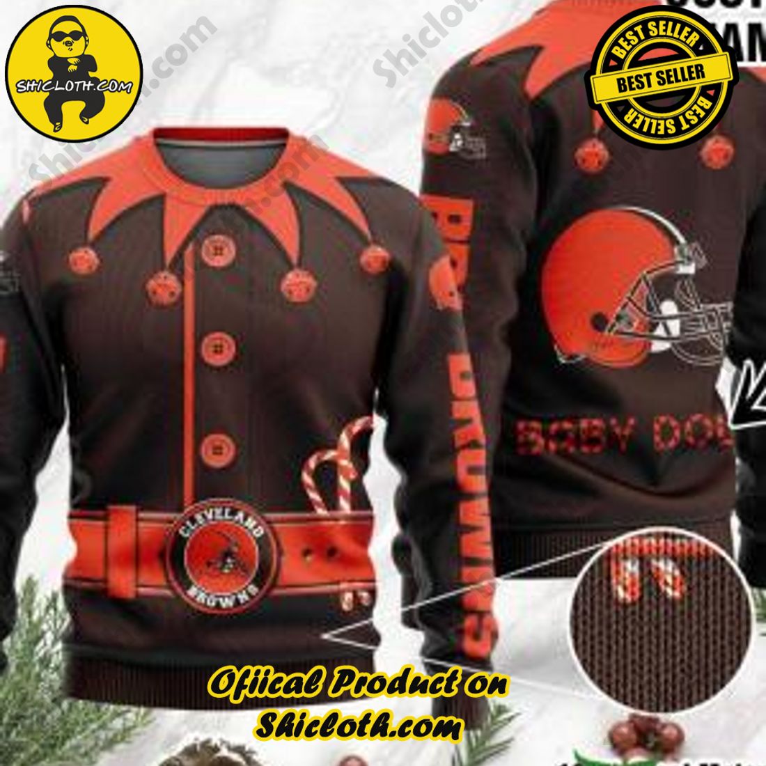 Warm Up Your Holidays with Shiclothshop's Cozy Christmas Sweaters for a Peaceful Season 8 NFL Cleveland Browns Ugly Oversized Sweaters Custom Name