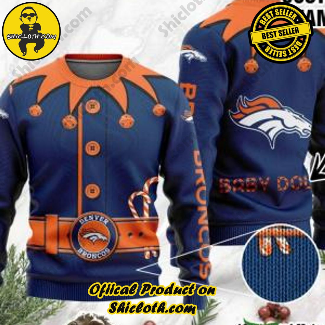 Warm Up Your Holidays with Shiclothshop's Cozy Christmas Sweaters for a Peaceful Season 10 NFL Denver Broncos Ugly Oversized Sweaters Custom Name