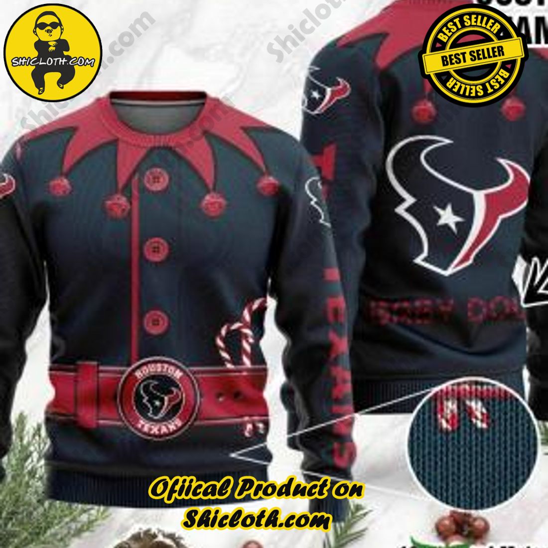 Warm Up Your Holidays with Shiclothshop's Cozy Christmas Sweaters for a Peaceful Season 13 NFL Houston Texans Ugly Oversized Sweaters Custom Name