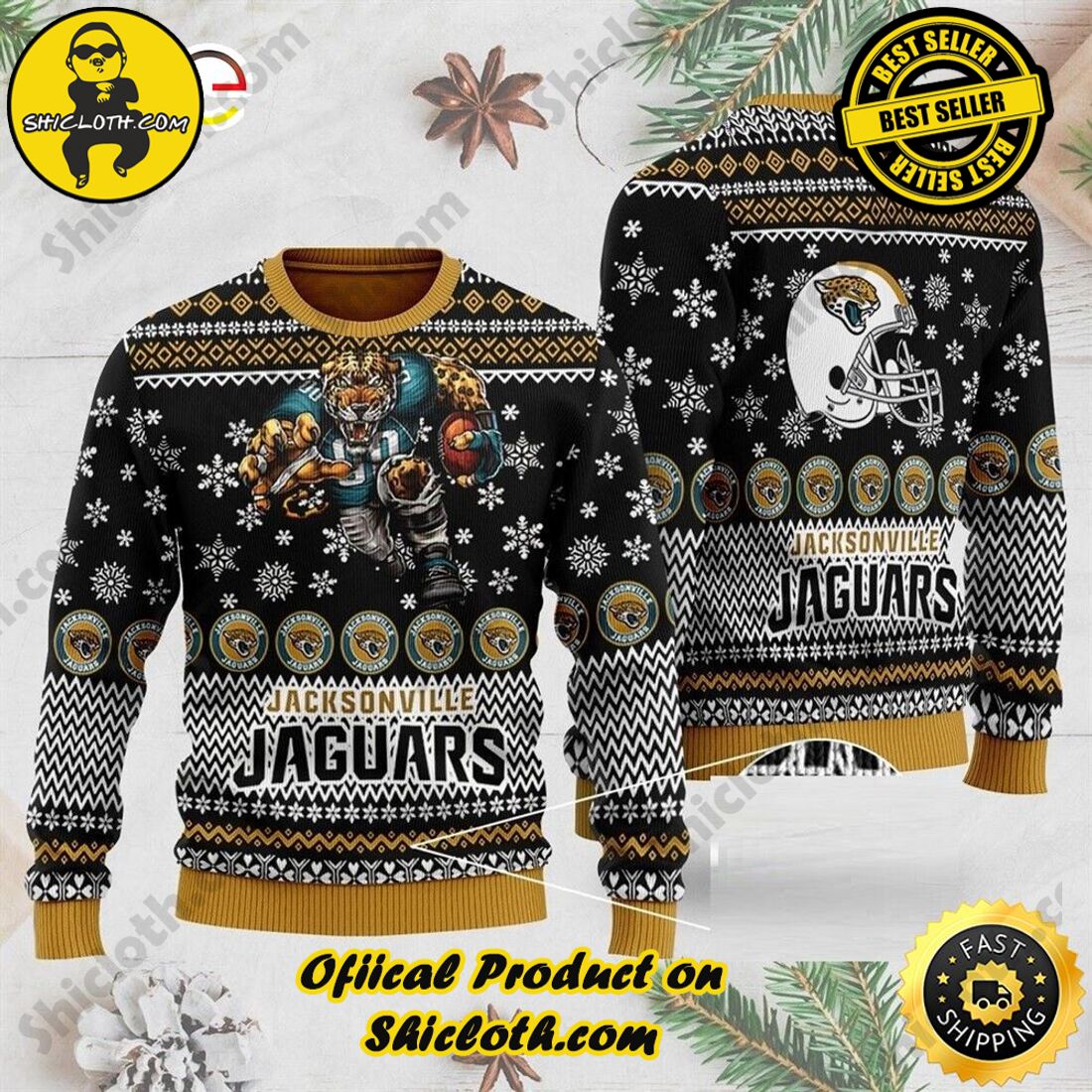 Jacksonville Jaguars Football Team Logo Custom Christmas Gift All Over  Print Ugly Christmas Sweater - Freedomdesign